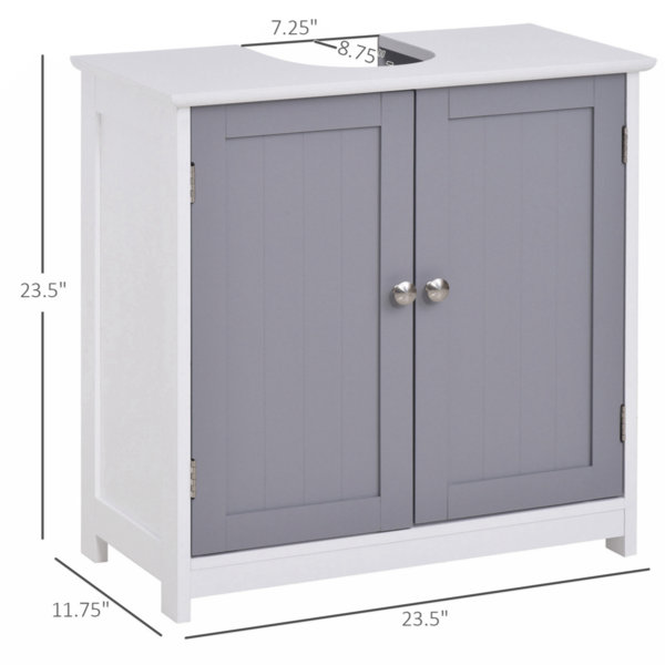 Kleankin Modern Bathroom Sink Cabinet, Under Sink Storage Cabinet With Double Doors And Adjustable Shelf, Bathroom Vanity, White